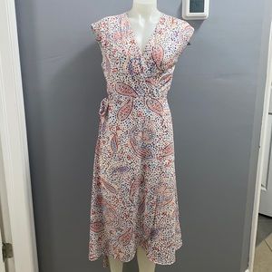 Laundry by Shelli Segal Women's Sleeveless Wrap Around Paisley Midi Dress 6